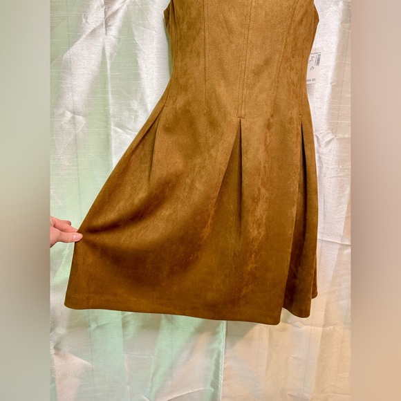 ROZ & ALI Women's Sleeveless Fit And Flare Faux Suede Dress - Picture 8 of 9